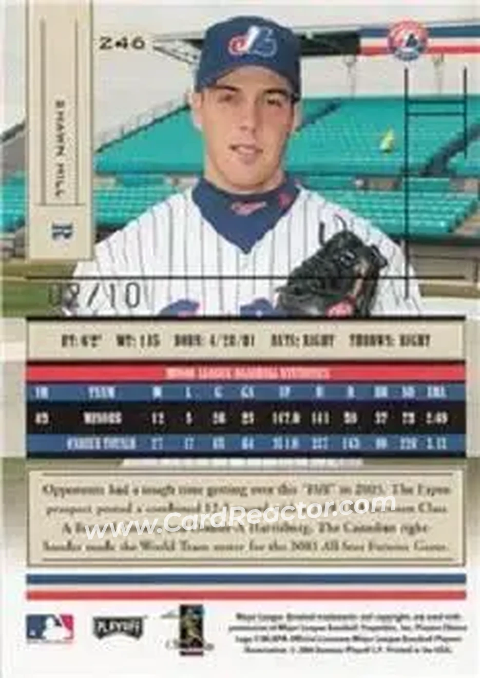 2004 Playoff Absolute Memorabilia - Signature Spectrum Gold #246 - Shawn Hill - Montreal Expos - Back