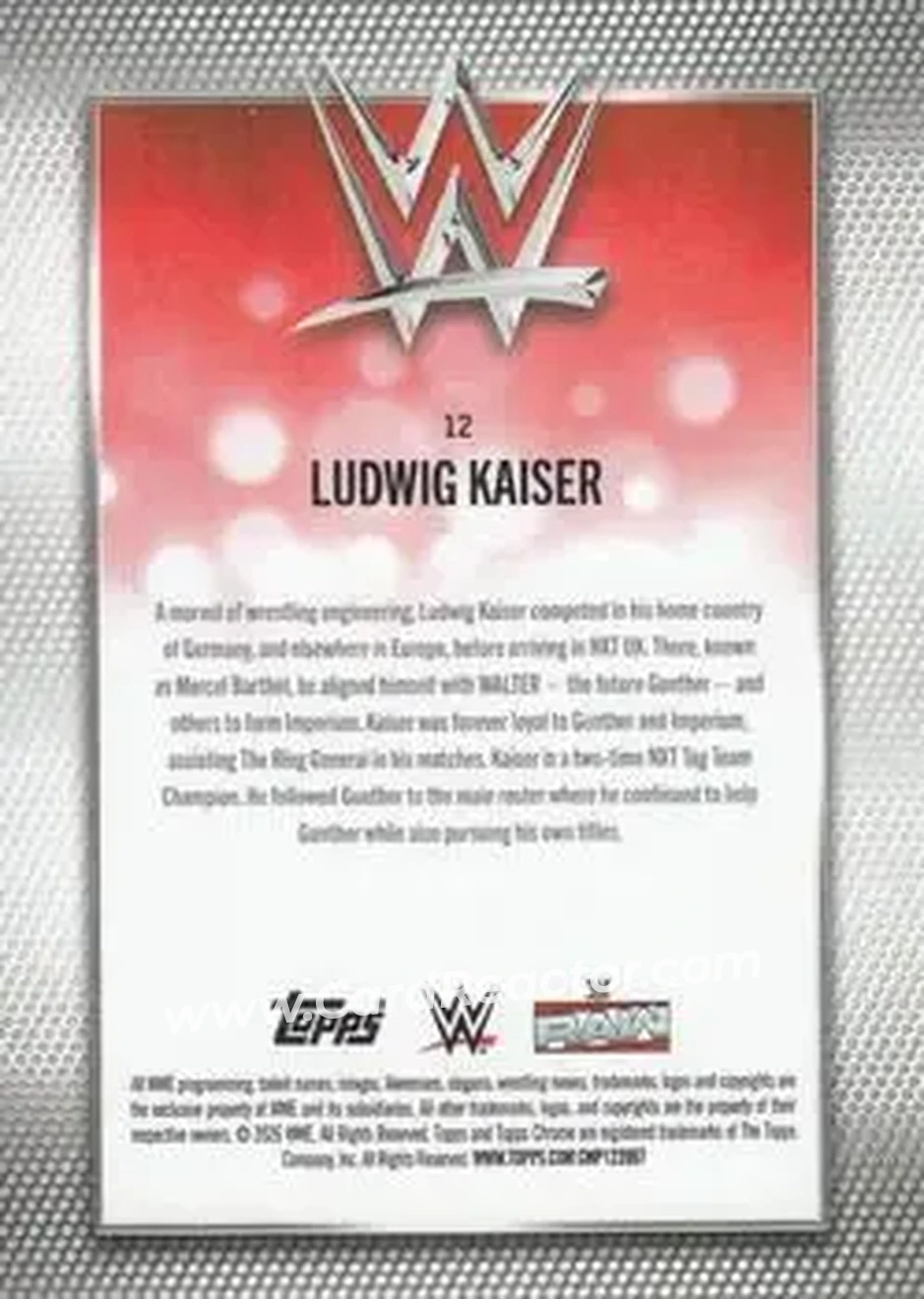2026 Topps Chrome WWE - Green Refractor #12 - Ludwig Kaiser - Back