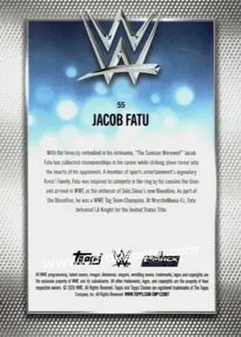 2026 Topps Chrome WWE - Green Refractor #55 - Jacob Fatu - Back