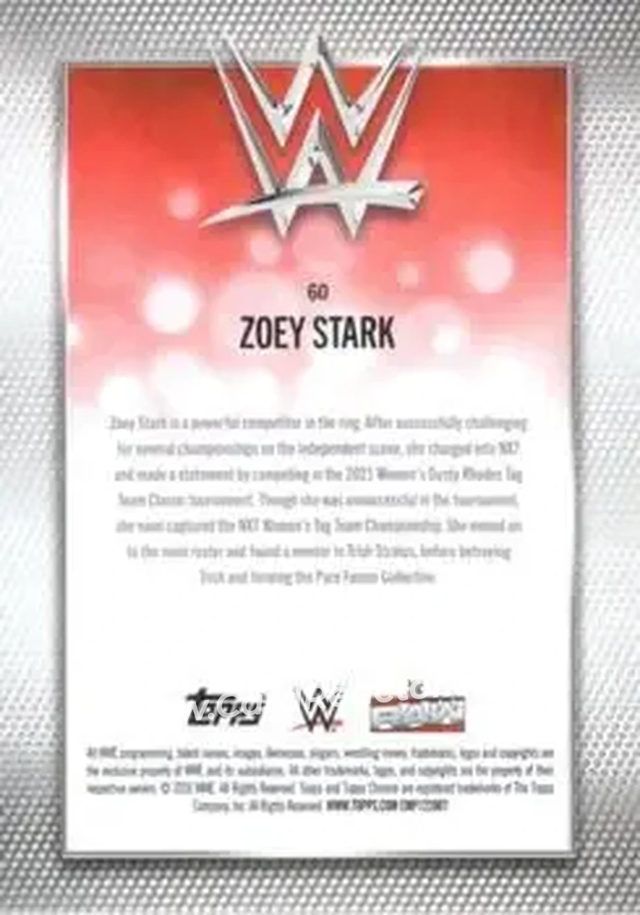 2026 Topps Chrome WWE - Green Refractor #60 - Zoey Stark - Back 2026 Topps Chrome WWE - Green Refractor #60 - Zoey Stark - Back