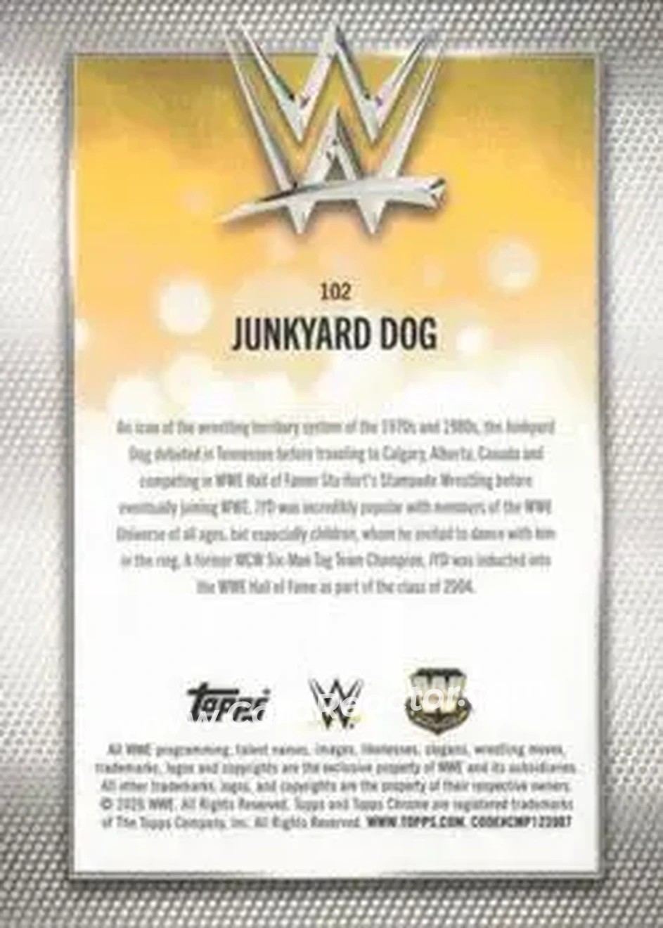 2026 Topps Chrome WWE - Green Refractor #102 - The Junkyard Dog - Back