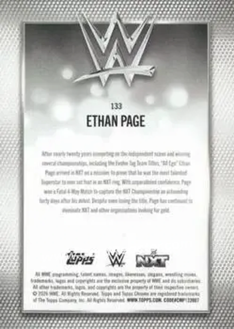 2026 Topps Chrome WWE - Green Refractor #133 - Ethan Page - Back 2026 Topps Chrome WWE - Green Refractor #133 - Ethan Page - Back