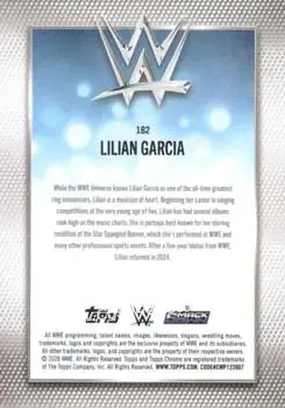 2026 Topps Chrome WWE - Green Refractor #182 - Lilian Garcia - Back