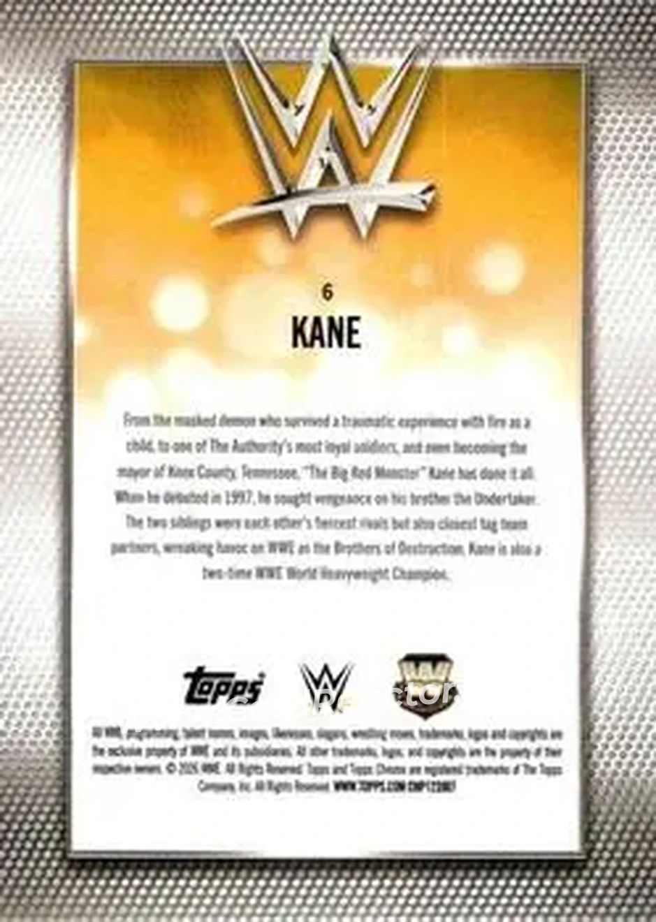 2026 Topps Chrome WWE - Purple Refractor #6 - Kane - Back