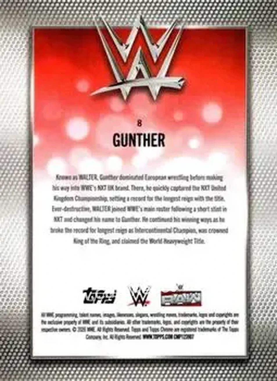 2026 Topps Chrome WWE - Purple Refractor #8 - Gunther - Back
