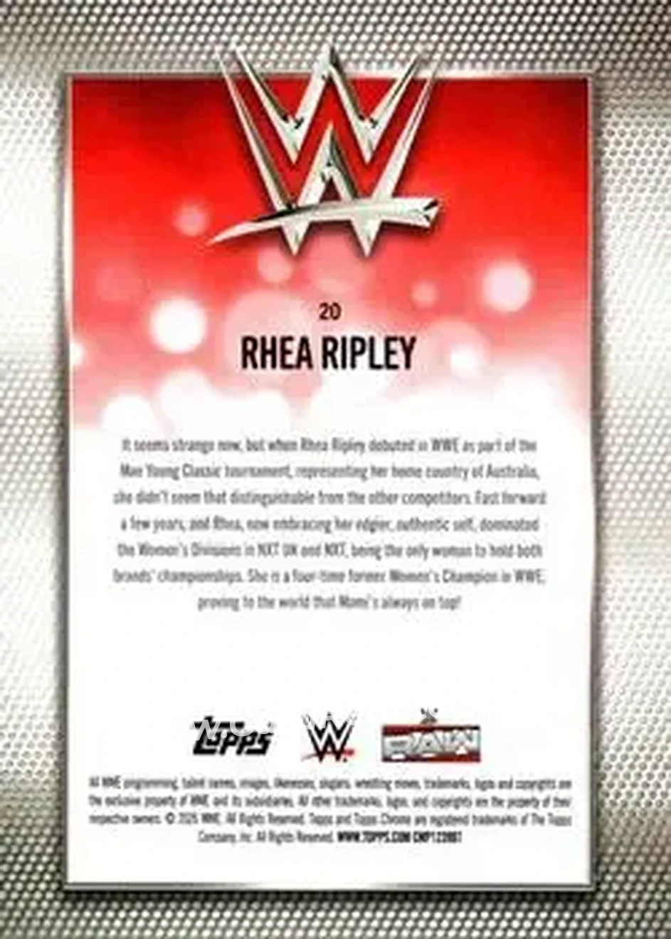 2026 Topps Chrome WWE - Purple Refractor #20 - Rhea Ripley - Back