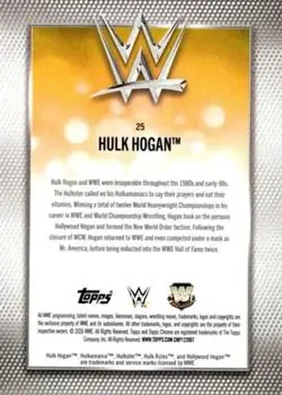 2026 Topps Chrome WWE - Purple Refractor #25 - Hulk Hogan - Back