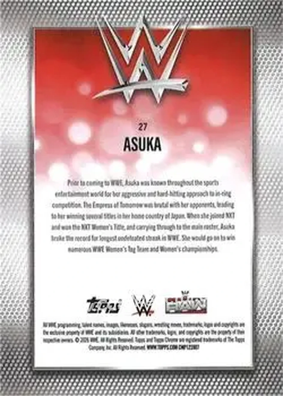 2026 Topps Chrome WWE - Purple Refractor #27 - Asuka - Back