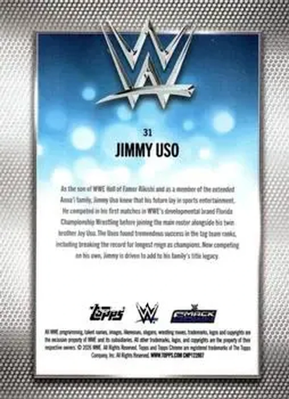 2026 Topps Chrome WWE - Purple Refractor #31 - Jimmy Uso - Back