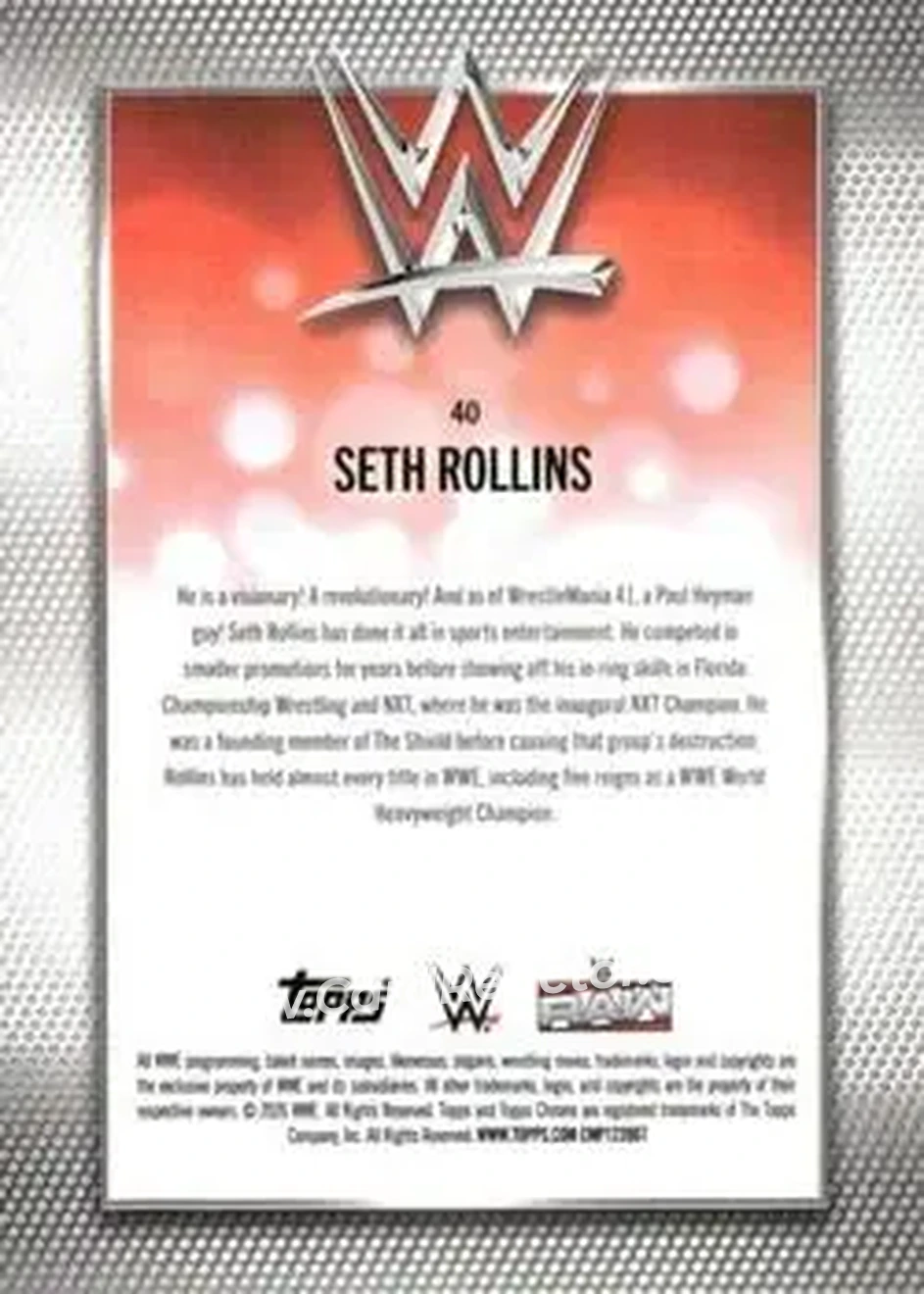 2026 Topps Chrome WWE - Purple Refractor #40 - Seth "Freakin" Rollins - Back