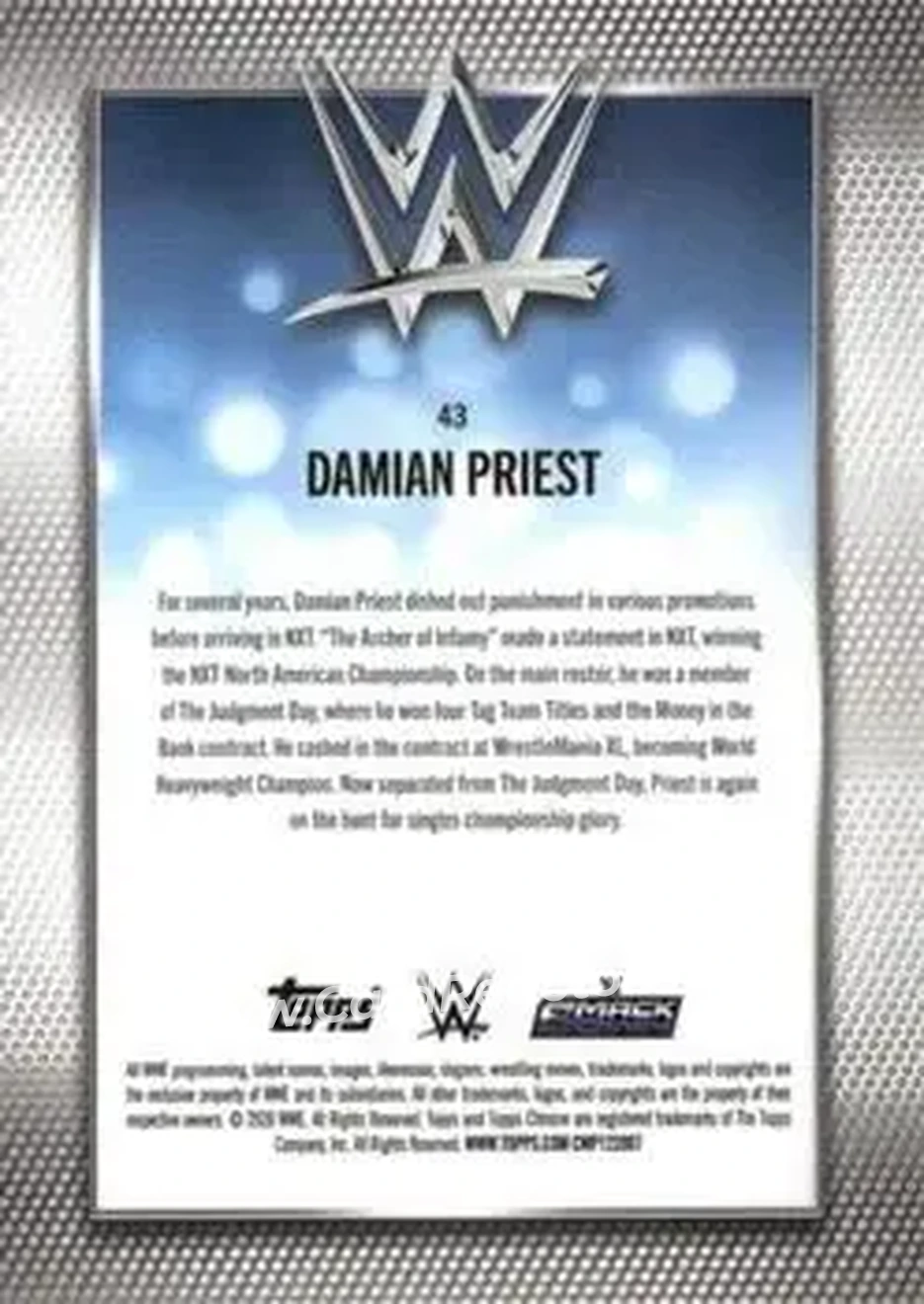 2026 Topps Chrome WWE - Purple Refractor #43 - Damian Priest - Back
