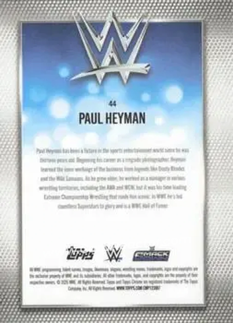 2026 Topps Chrome WWE - Purple Refractor #44 - Paul E. Dangerously - Back 2026 Topps Chrome WWE - Purple Refractor #44 - Paul E. Dangerously - Back