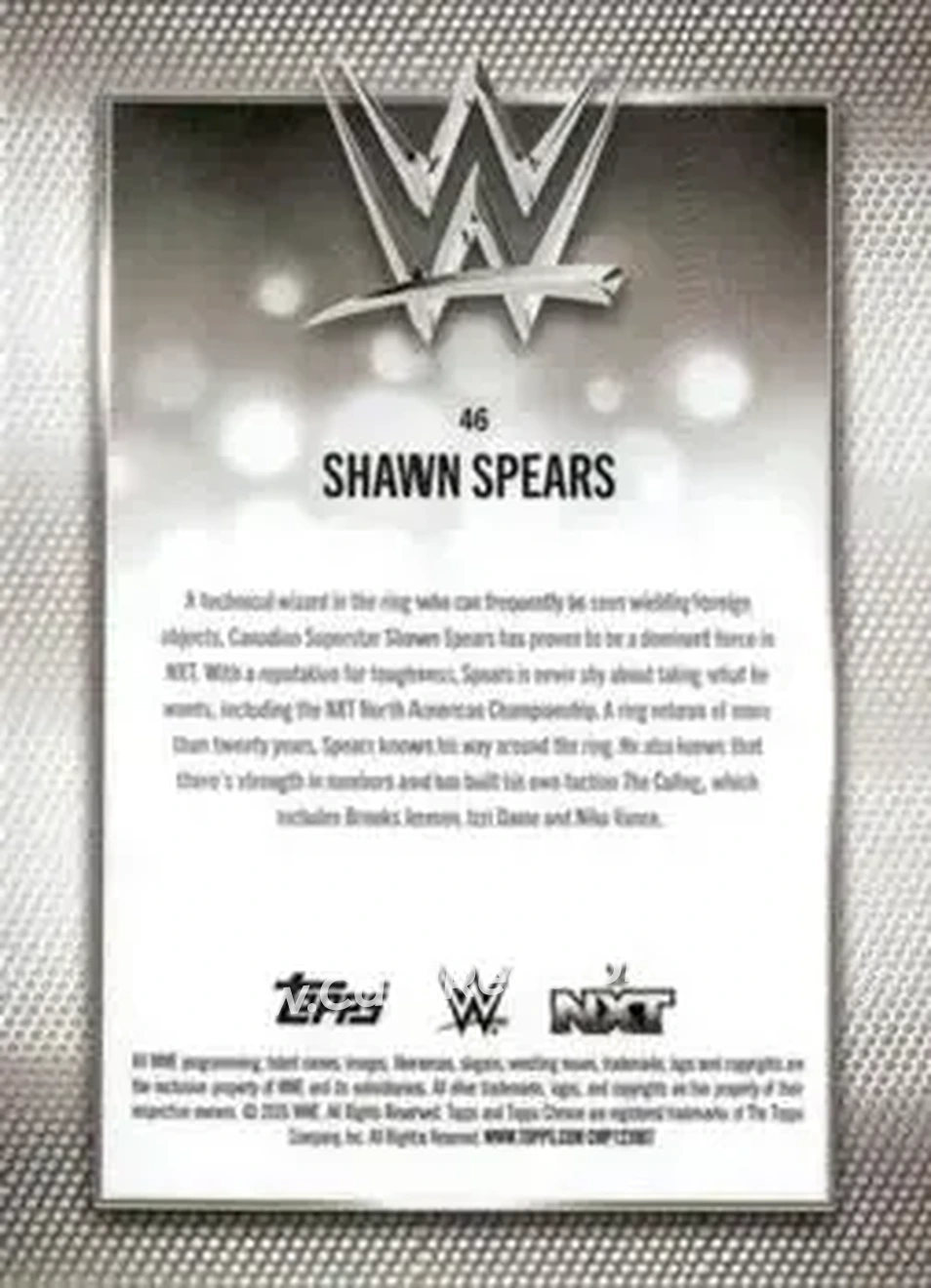 2026 Topps Chrome WWE - Purple Refractor #46 - Shawn Spears - Back 2026 Topps Chrome WWE - Purple Refractor #46 - Shawn Spears - Back