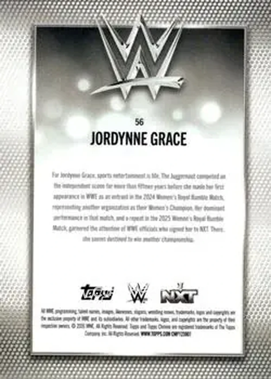2026 Topps Chrome WWE - Purple Refractor #56 - Jordynne Grace - Back