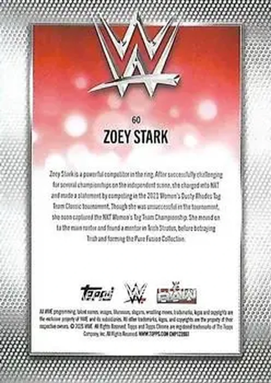 2026 Topps Chrome WWE - Purple Refractor #60 - Zoey Stark - Back