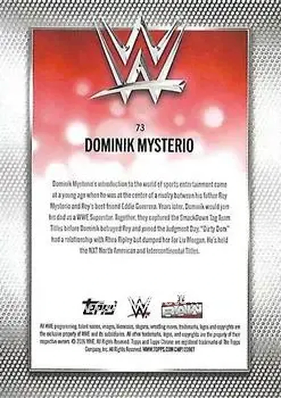 2026 Topps Chrome WWE - Purple Refractor #73 - "Dirty" Dominik Mysterio - Back