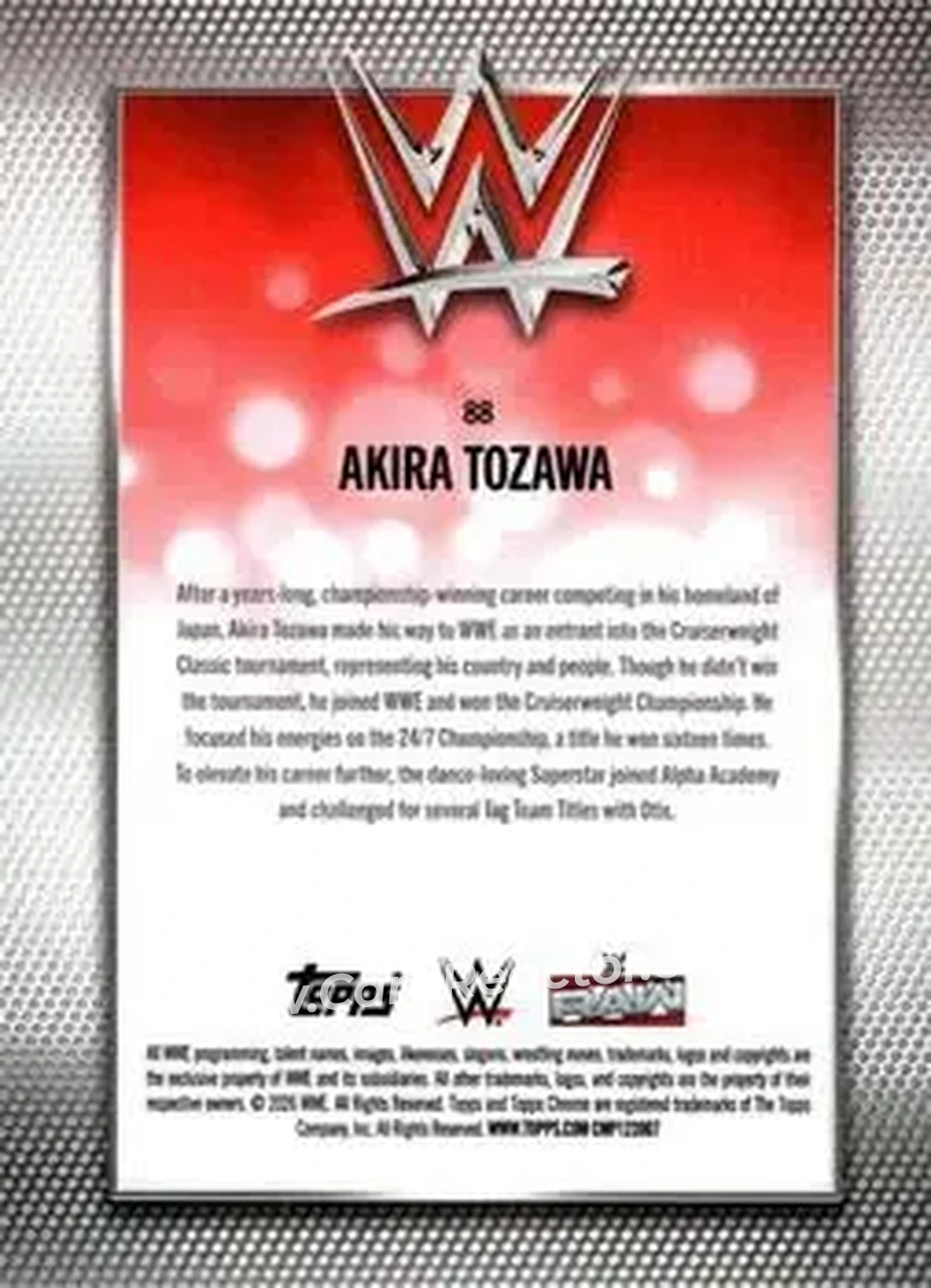2026 Topps Chrome WWE - Purple Refractor #88 - Akira Tozawa - Back