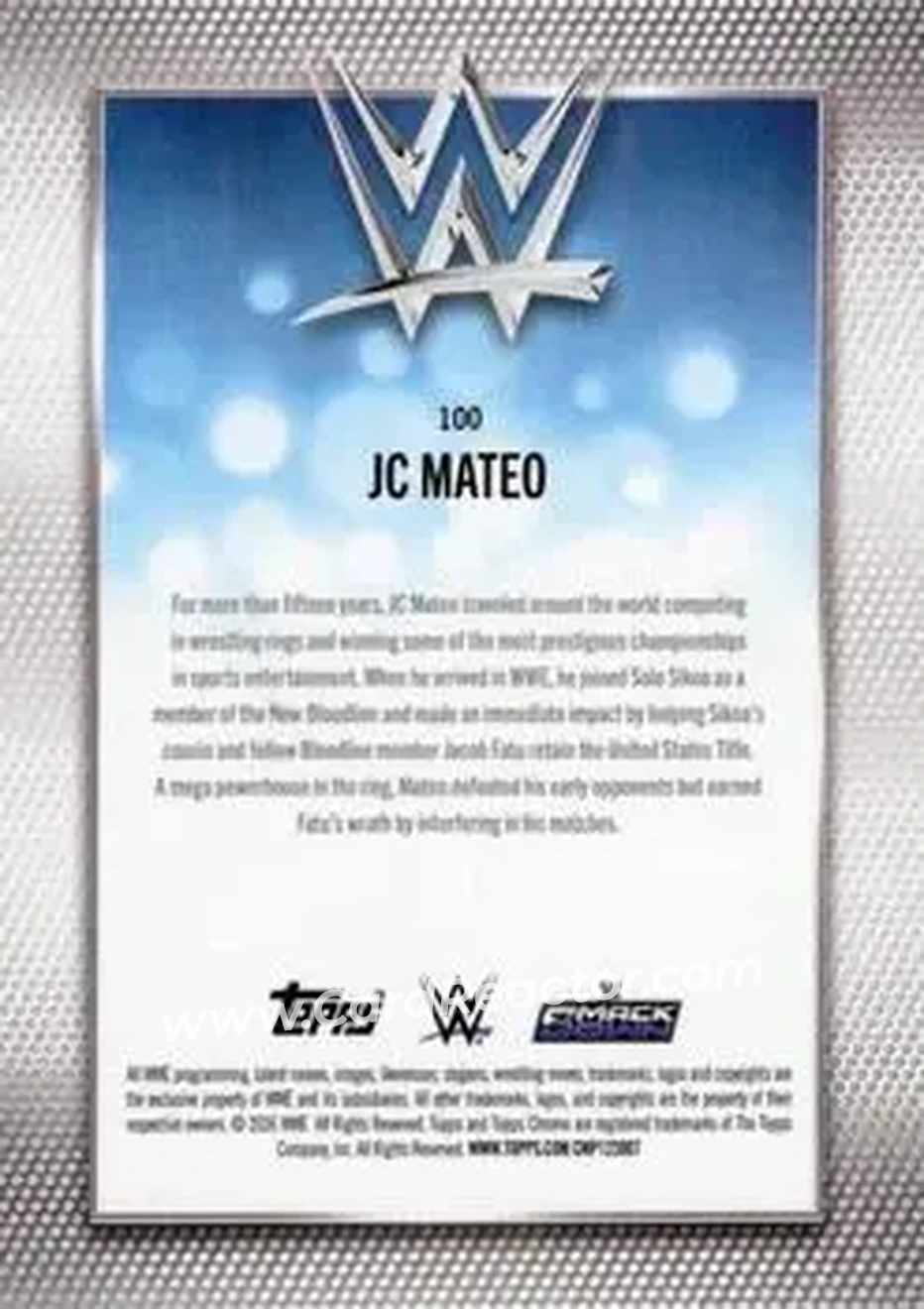 2026 Topps Chrome WWE - Purple Refractor #100 - JC Mateo - Back 2026 Topps Chrome WWE - Purple Refractor #100 - JC Mateo - Back