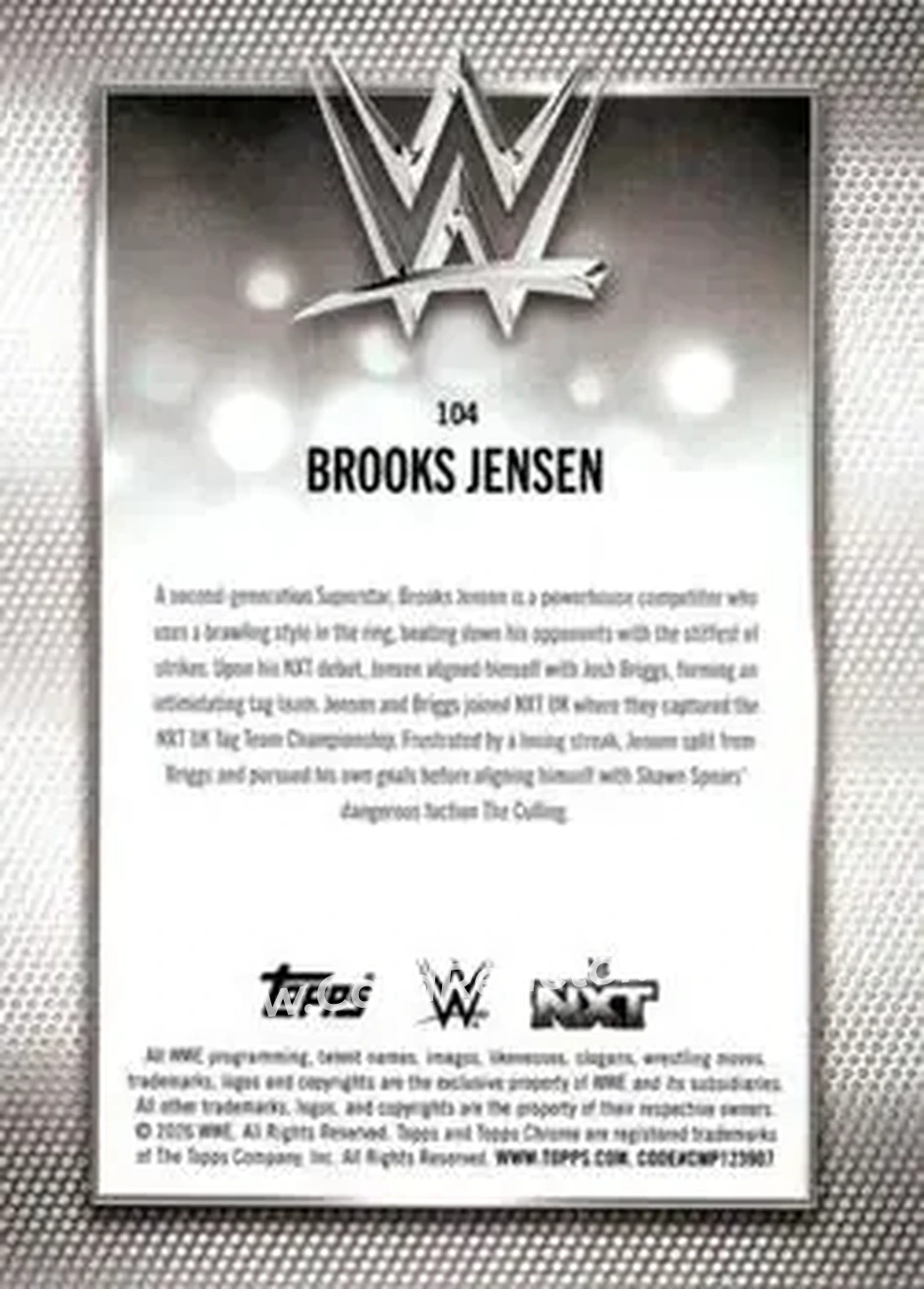 2026 Topps Chrome WWE - Purple Refractor #104 - Brooks Jensen - Back