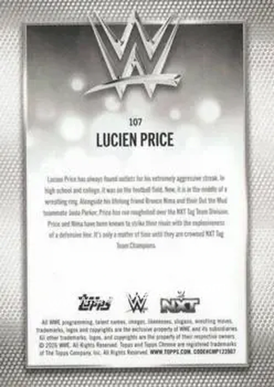 2026 Topps Chrome WWE - Purple Refractor #107 - Lucien Price - Back