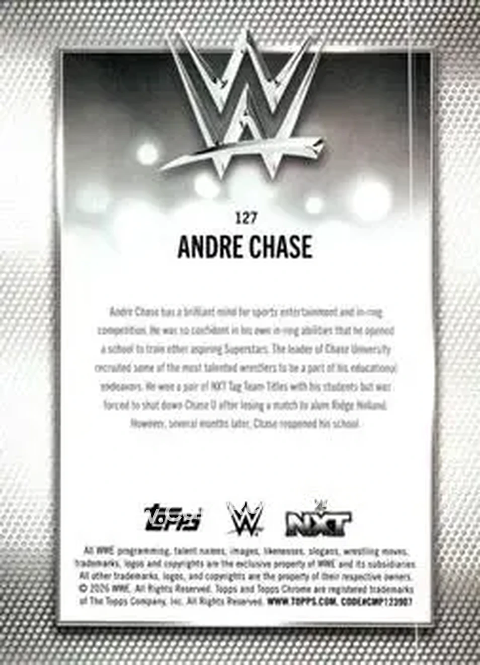 2026 Topps Chrome WWE - Purple Refractor #127 - Andre Chase - Back
