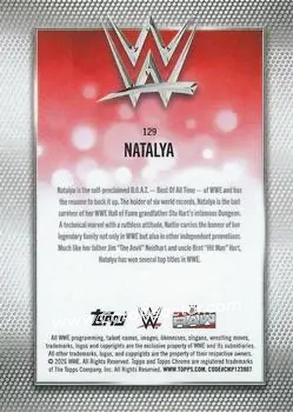 2026 Topps Chrome WWE - Purple Refractor #129 - Natalya - Back
