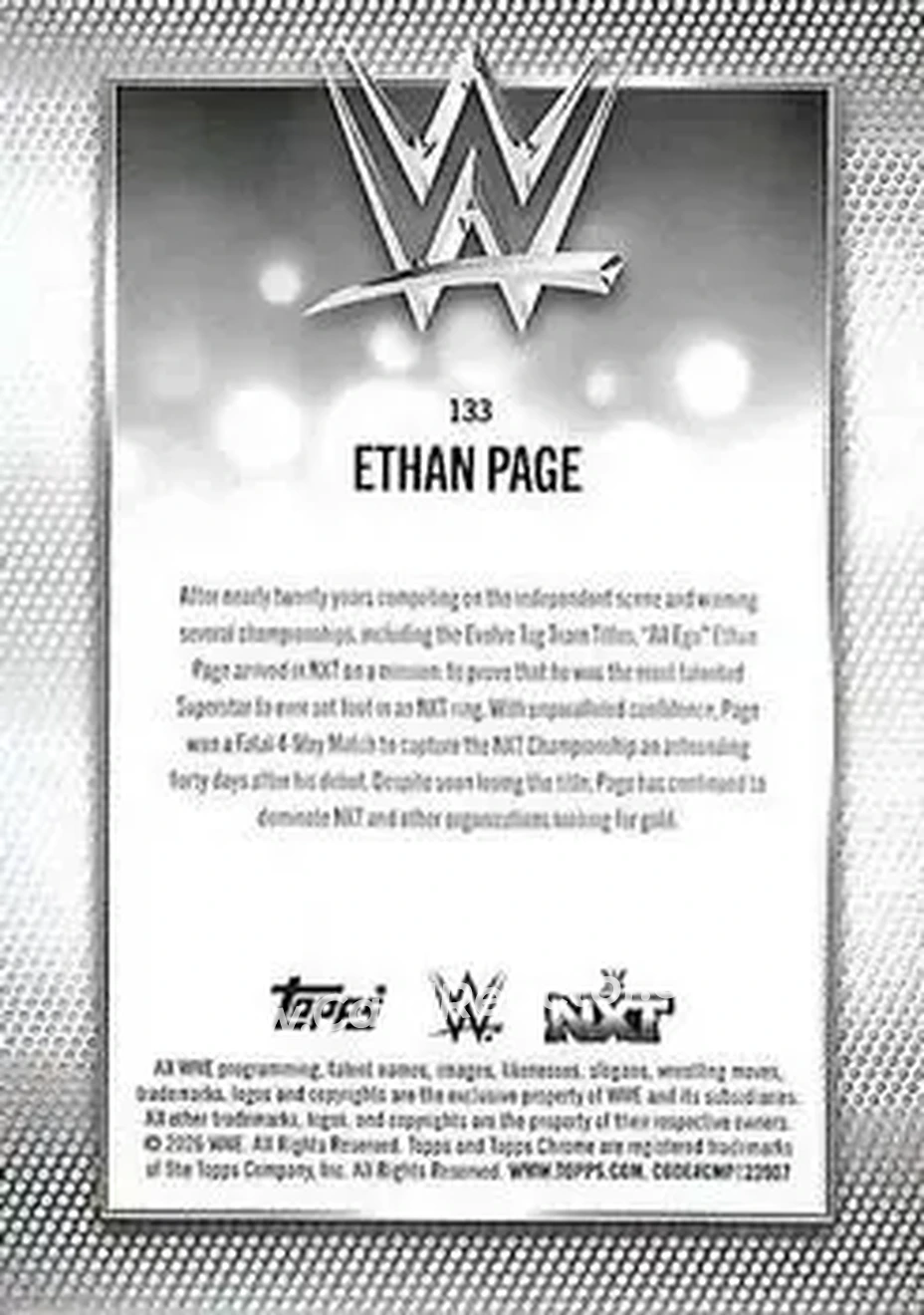 2026 Topps Chrome WWE - Purple Refractor #133 - Ethan Page - Back