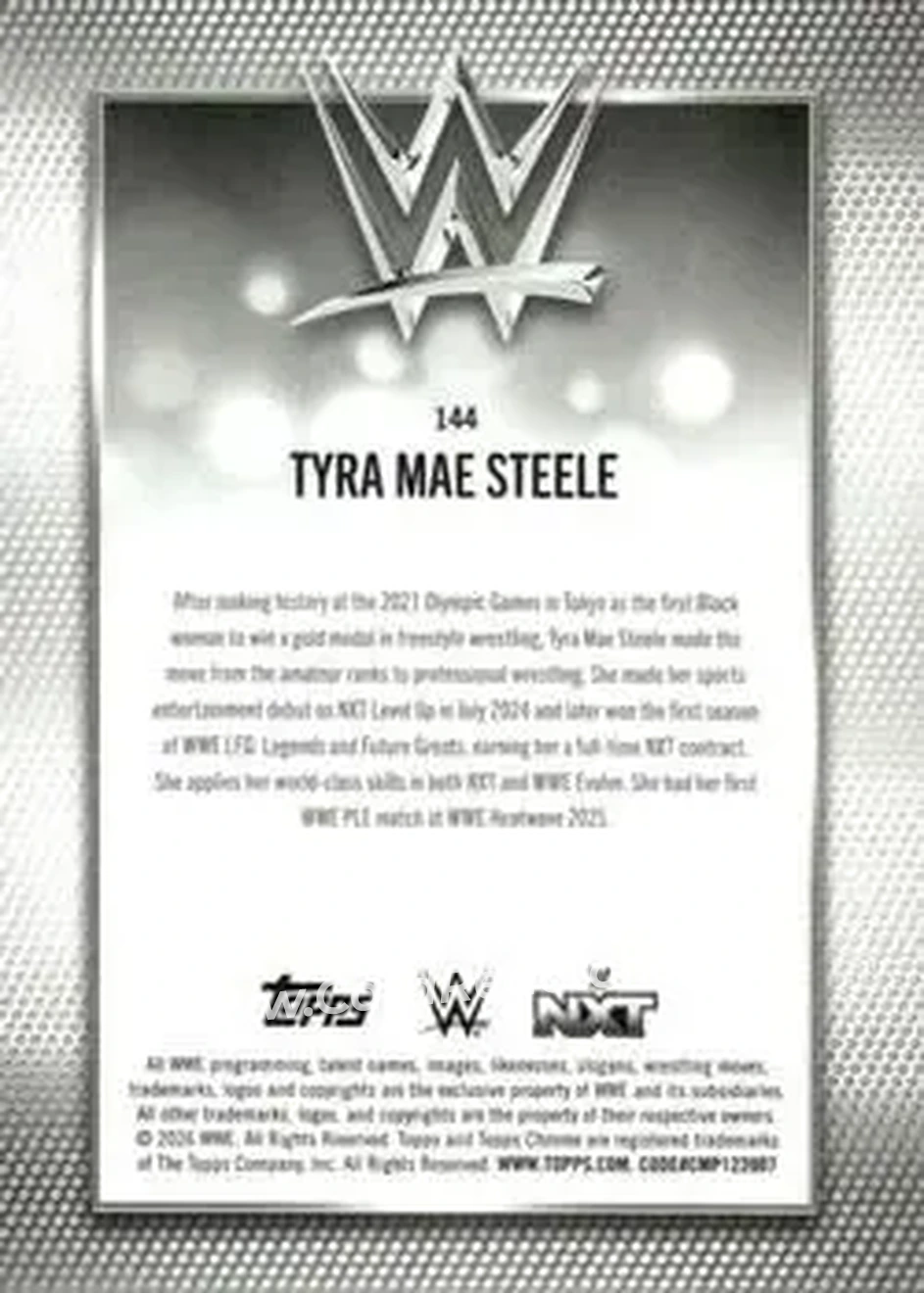 2026 Topps Chrome WWE - Purple Refractor #144 - Tyra Mae Steele - Back