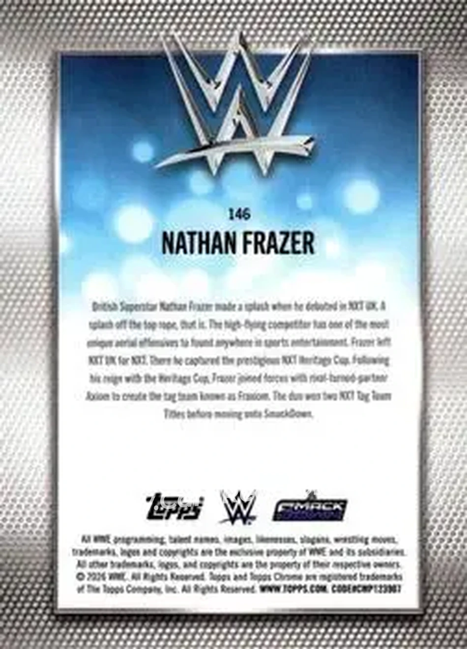 2026 Topps Chrome WWE - Purple Refractor #146 - Nathan Frazer - Back