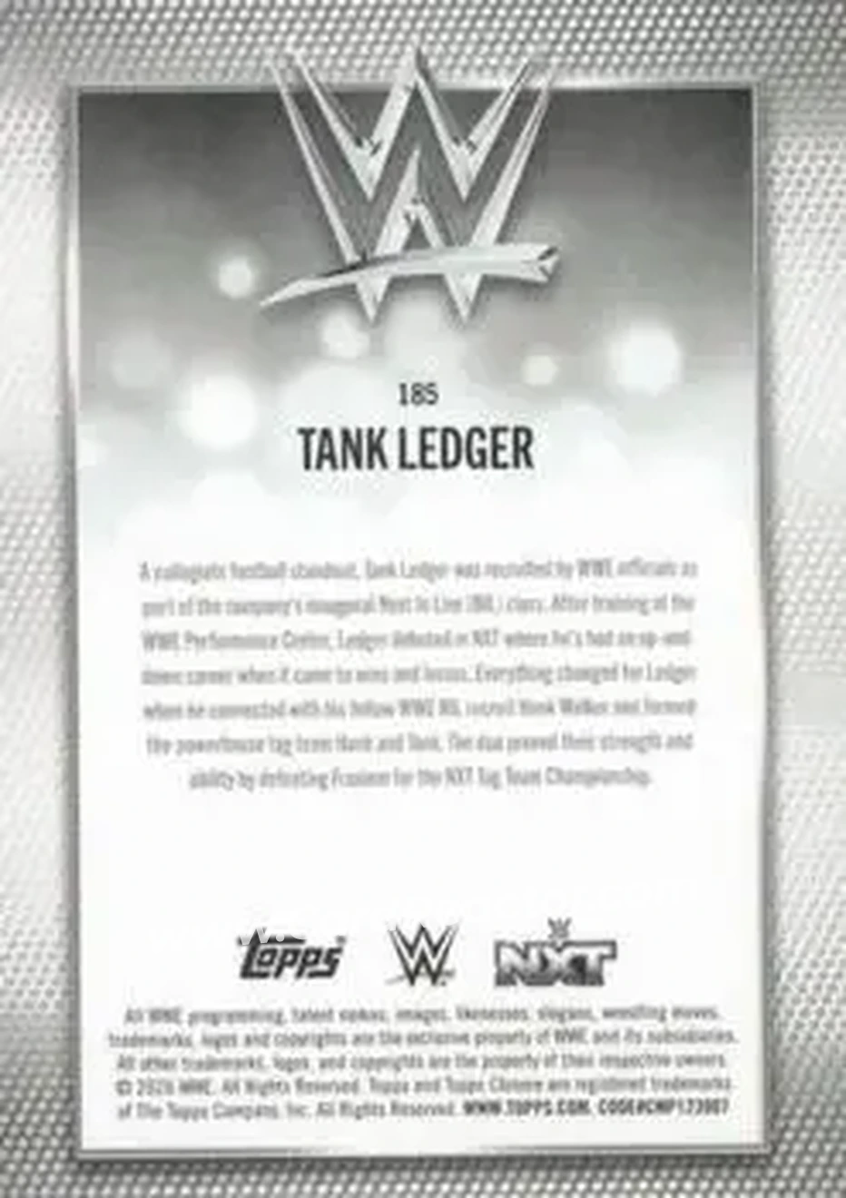 2026 Topps Chrome WWE - Purple Refractor #185 - Tank Ledger - Back 2026 Topps Chrome WWE - Purple Refractor #185 - Tank Ledger - Back
