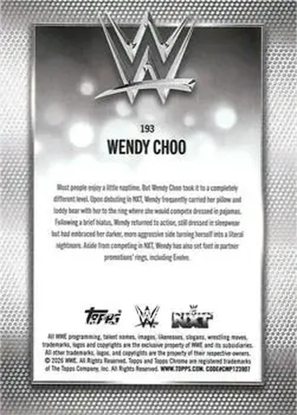 2026 Topps Chrome WWE - Purple Refractor #193 - Wendy Choo - Back