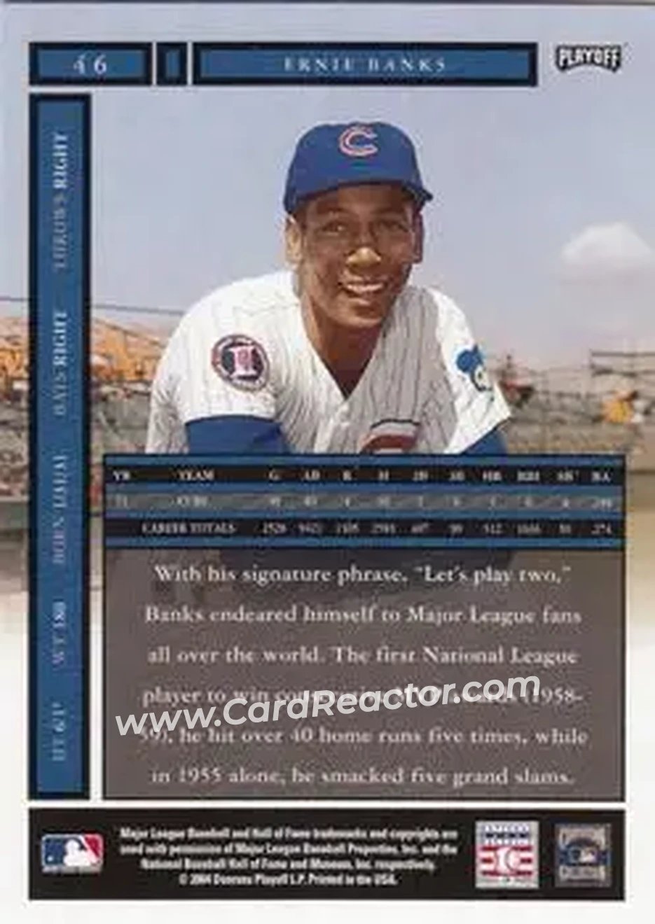 2004 Playoff Honors #46 - Ernie Banks - Chicago Cubs - Back