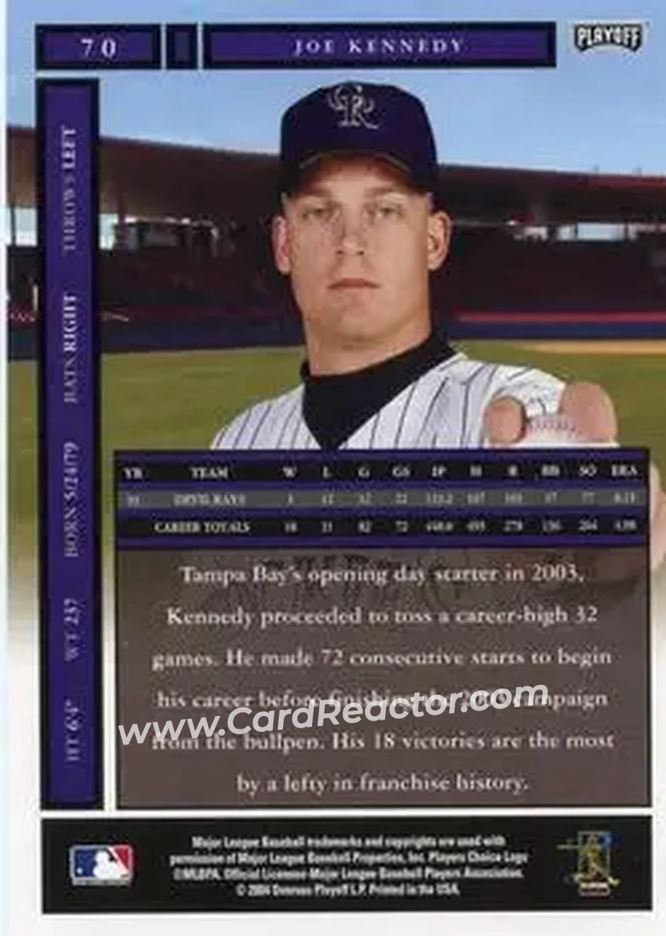 2004 Playoff Honors #70 - Joe Kennedy - Colorado Rockies - Back