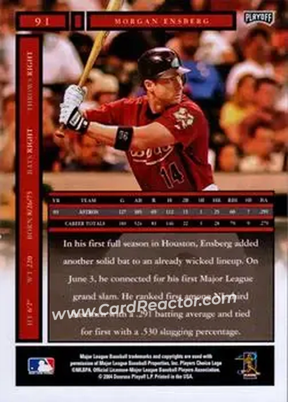 2004 Playoff Honors #91 - Morgan Ensberg - Houston Astros - Back