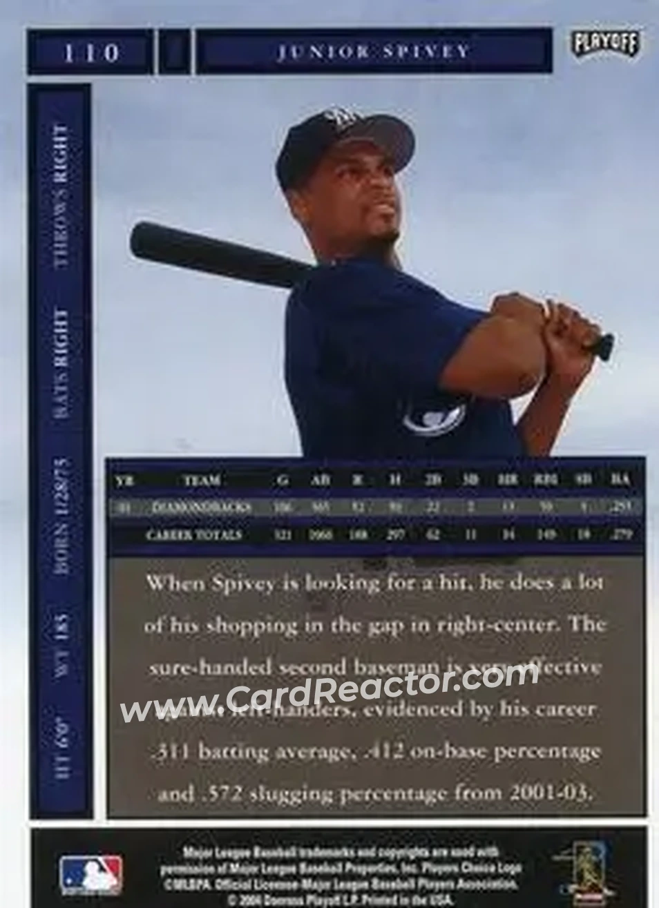 2004 Playoff Honors #110 - Junior Spivey - Milwaukee Brewers - Back