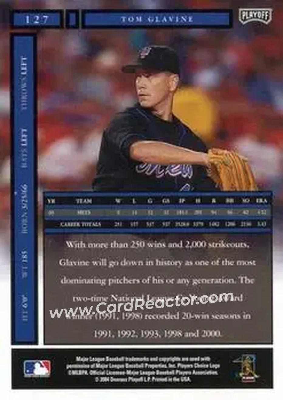 2004 Playoff Honors #127 - Tom Glavine - New York Mets - Back 2004 Playoff Honors #127 - Tom Glavine - New York Mets - Back