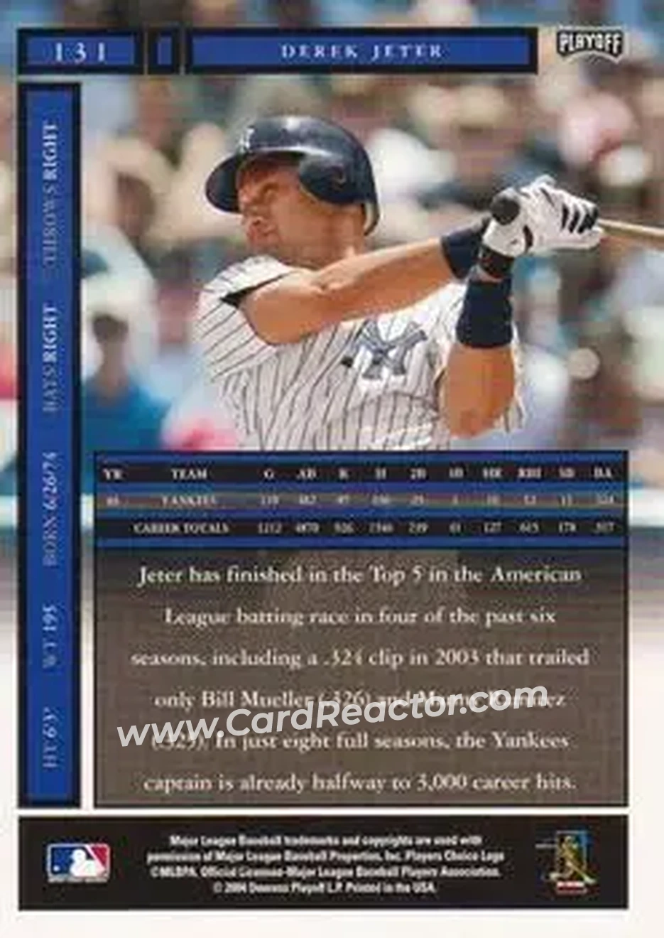 2004 Playoff Honors #131 - Derek Jeter - New York Yankees - Back