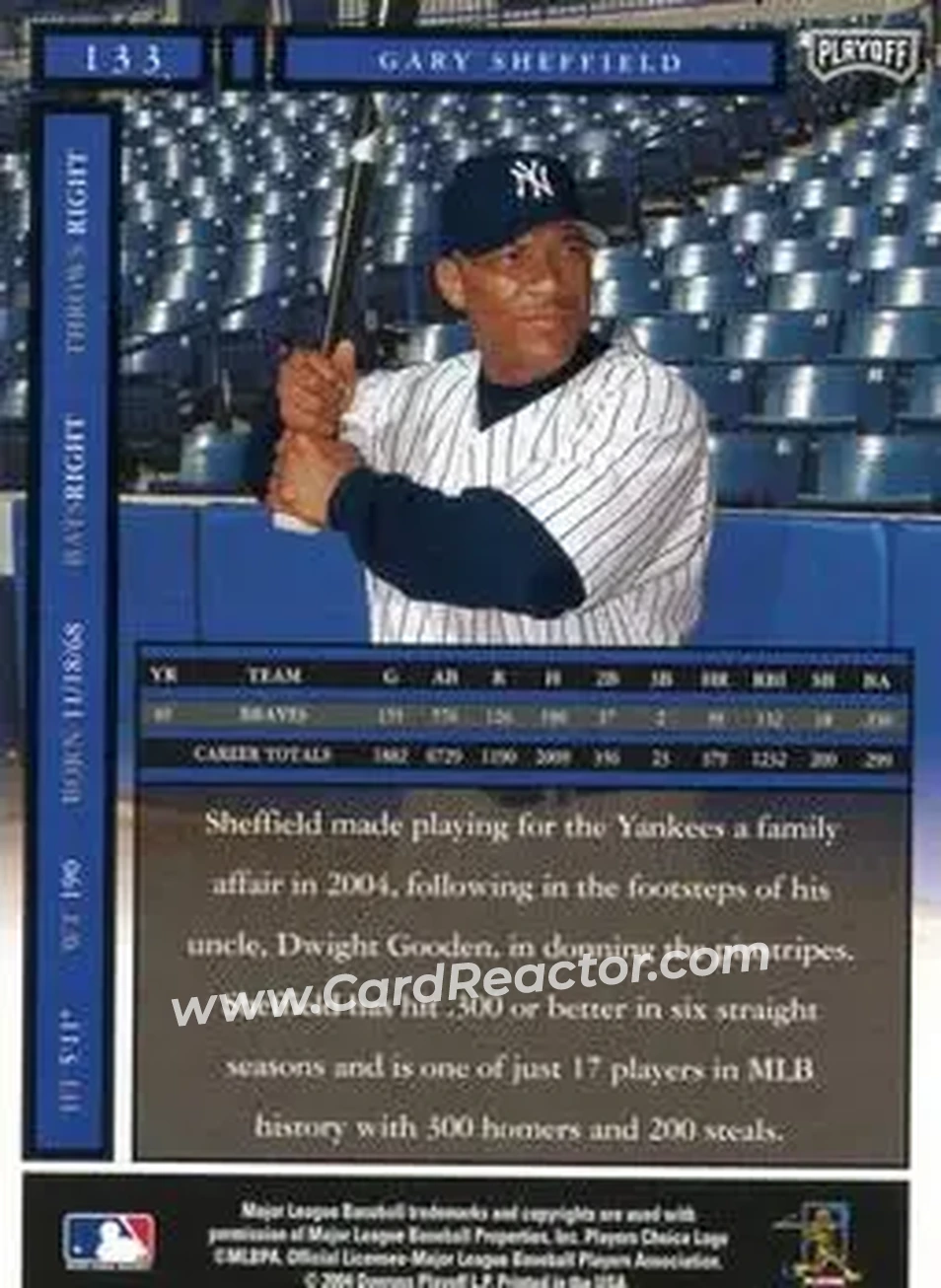 2004 Playoff Honors #133 - Gary Sheffield - New York Yankees - Back