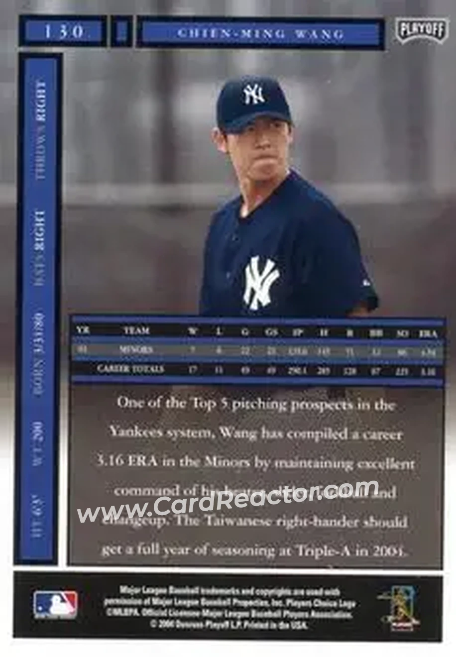 2004 Playoff Honors #130 - Chien-Ming Wang - New York Yankees - Back