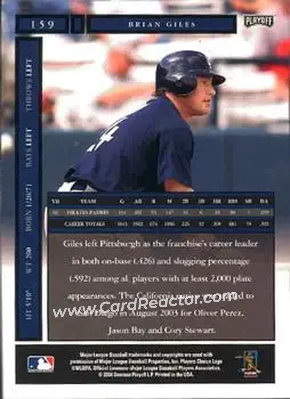 2004 Playoff Honors #159 - Brian Giles - San Diego Padres - Back