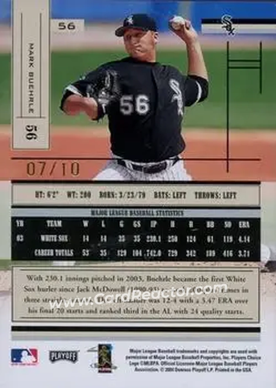 2004 Playoff Absolute Memorabilia - Signature Spectrum Silver #56 - Mark Buehrle - Chicago White Sox - Back