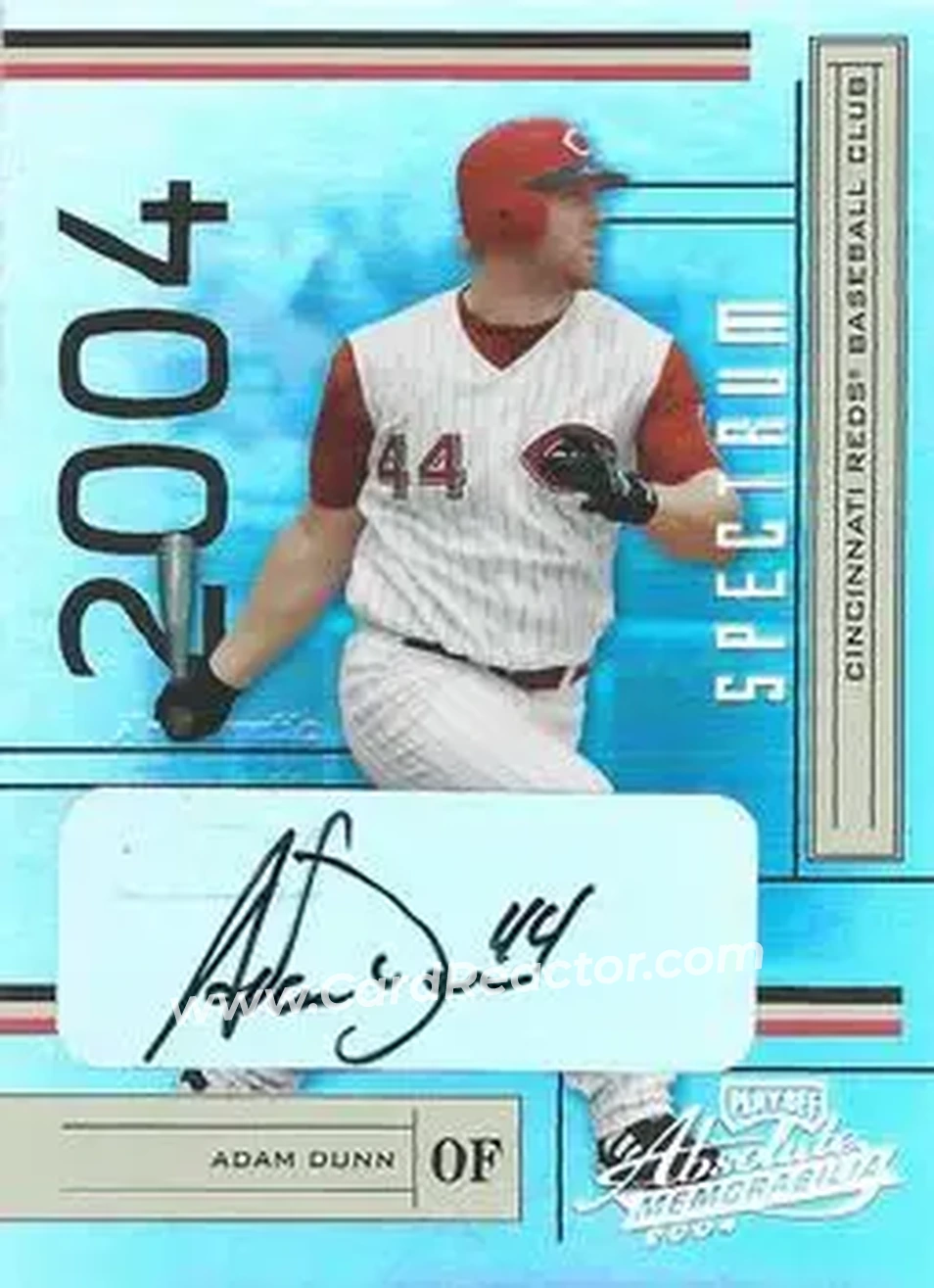 2004 Playoff Absolute Memorabilia - Signature Spectrum Silver #58 - Adam Dunn - Cincinnati Reds - Front 2004 Playoff Absolute Memorabilia - Signature Spectrum Silver #58 - Adam Dunn - Cincinnati Reds - Front