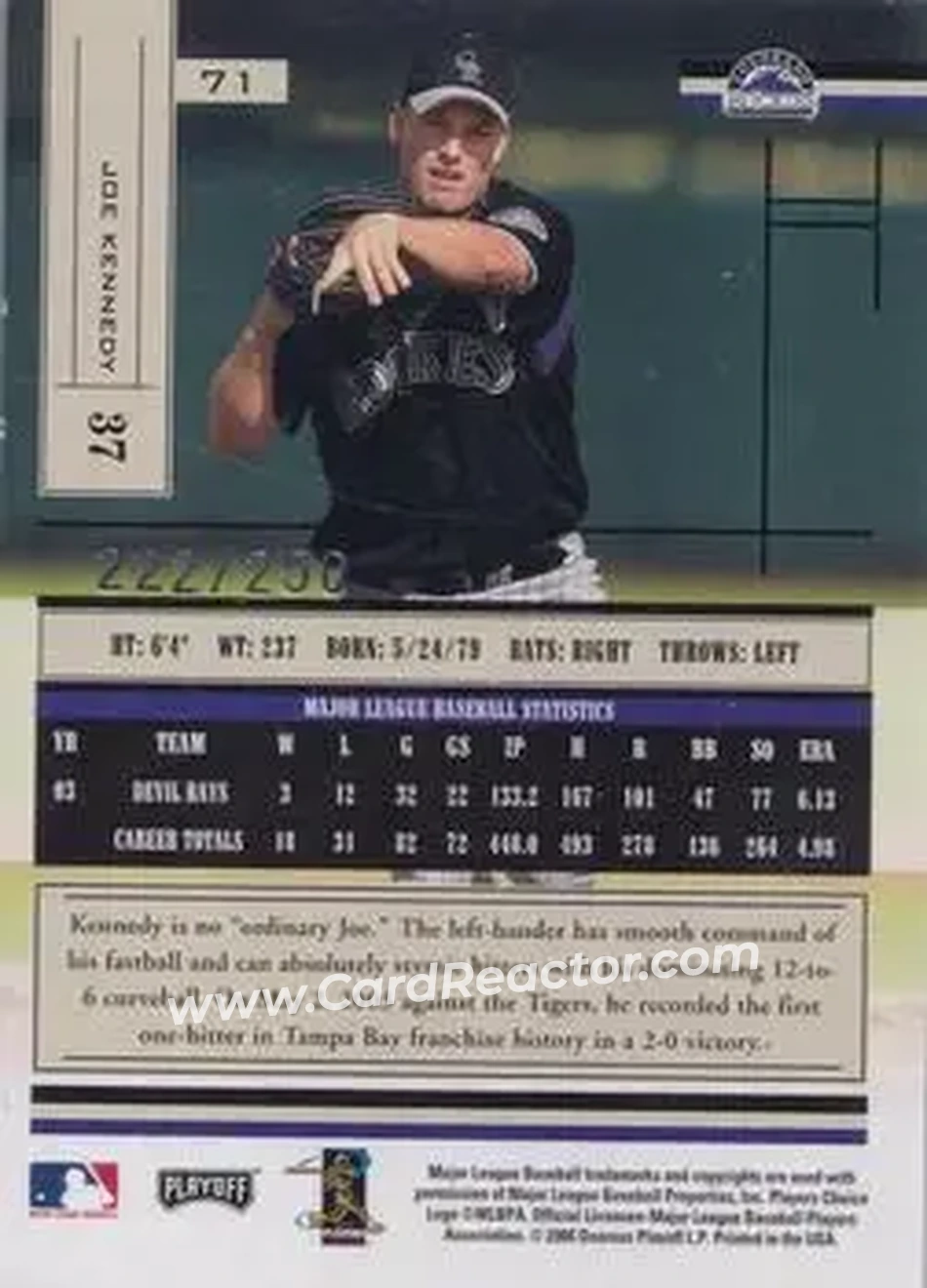 2004 Playoff Absolute Memorabilia - Signature Spectrum Silver #71 - Joe Kennedy - Colorado Rockies - Back
