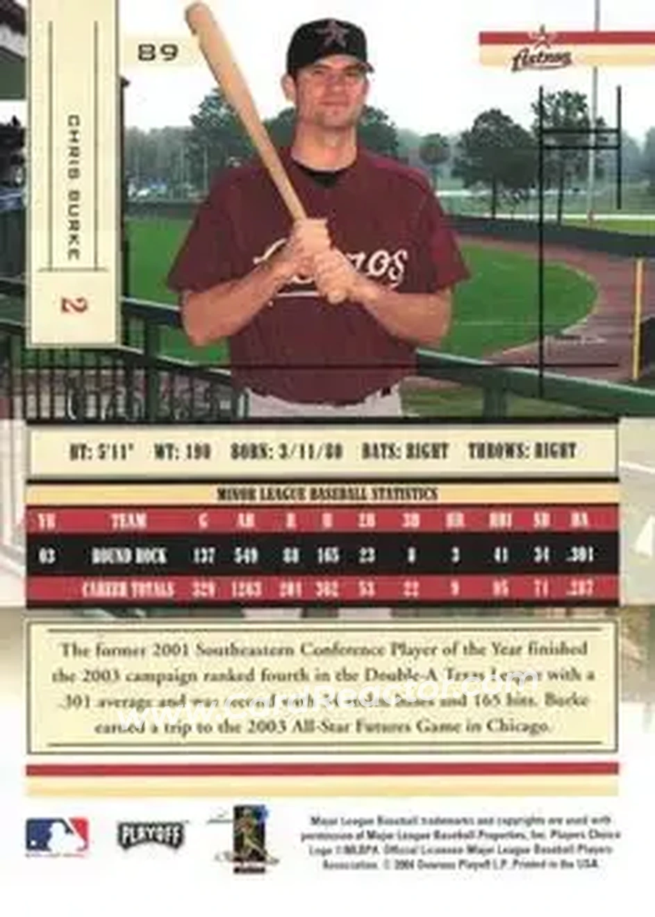 2004 Playoff Absolute Memorabilia - Signature Spectrum Silver #89 - Chris Burke - Houston Astros - Back