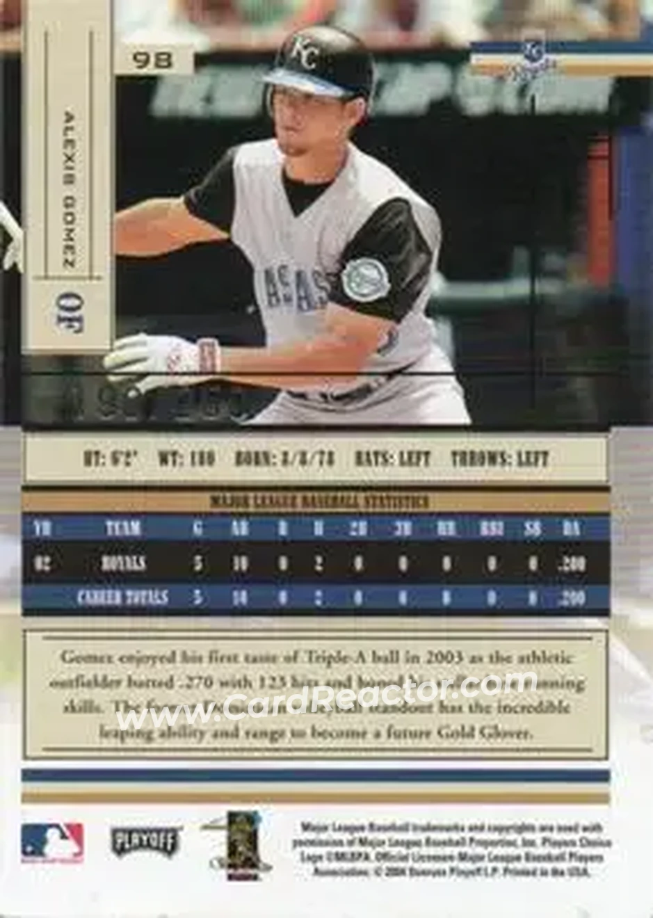 2004 Playoff Absolute Memorabilia - Signature Spectrum Silver #98 - Alexis Gomez - Kansas City Royals - Back 2004 Playoff Absolute Memorabilia - Signature Spectrum Silver #98 - Alexis Gomez - Kansas City Royals - Back