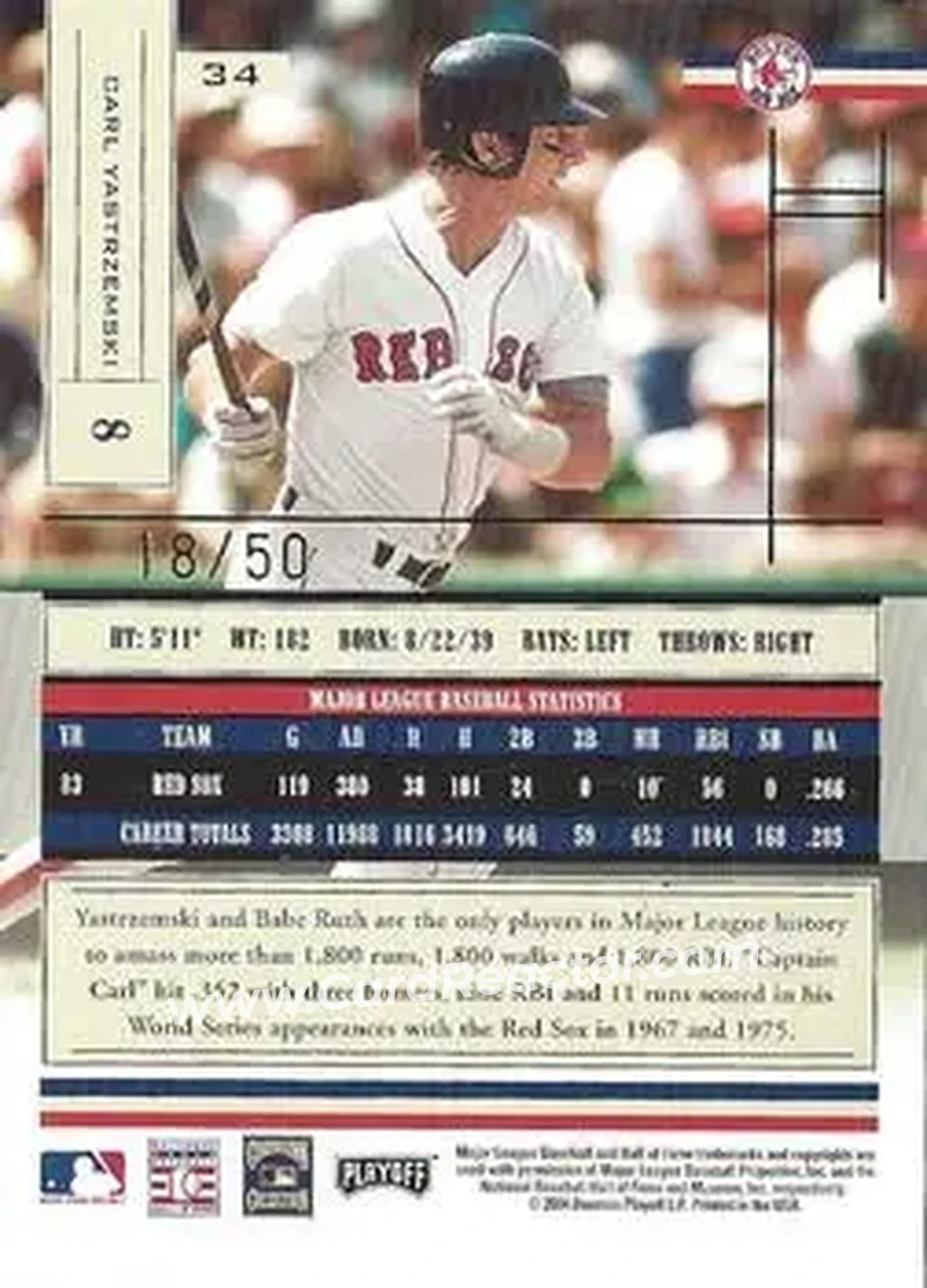 2004 Playoff Absolute Memorabilia - Spectrum Gold #34 - Carl Yastrzemski - Boston Red Sox - Back