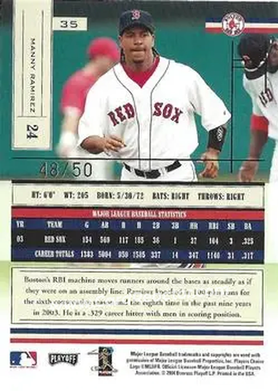 2004 Playoff Absolute Memorabilia - Spectrum Gold #35 - Manny Ramirez - Boston Red Sox - Back