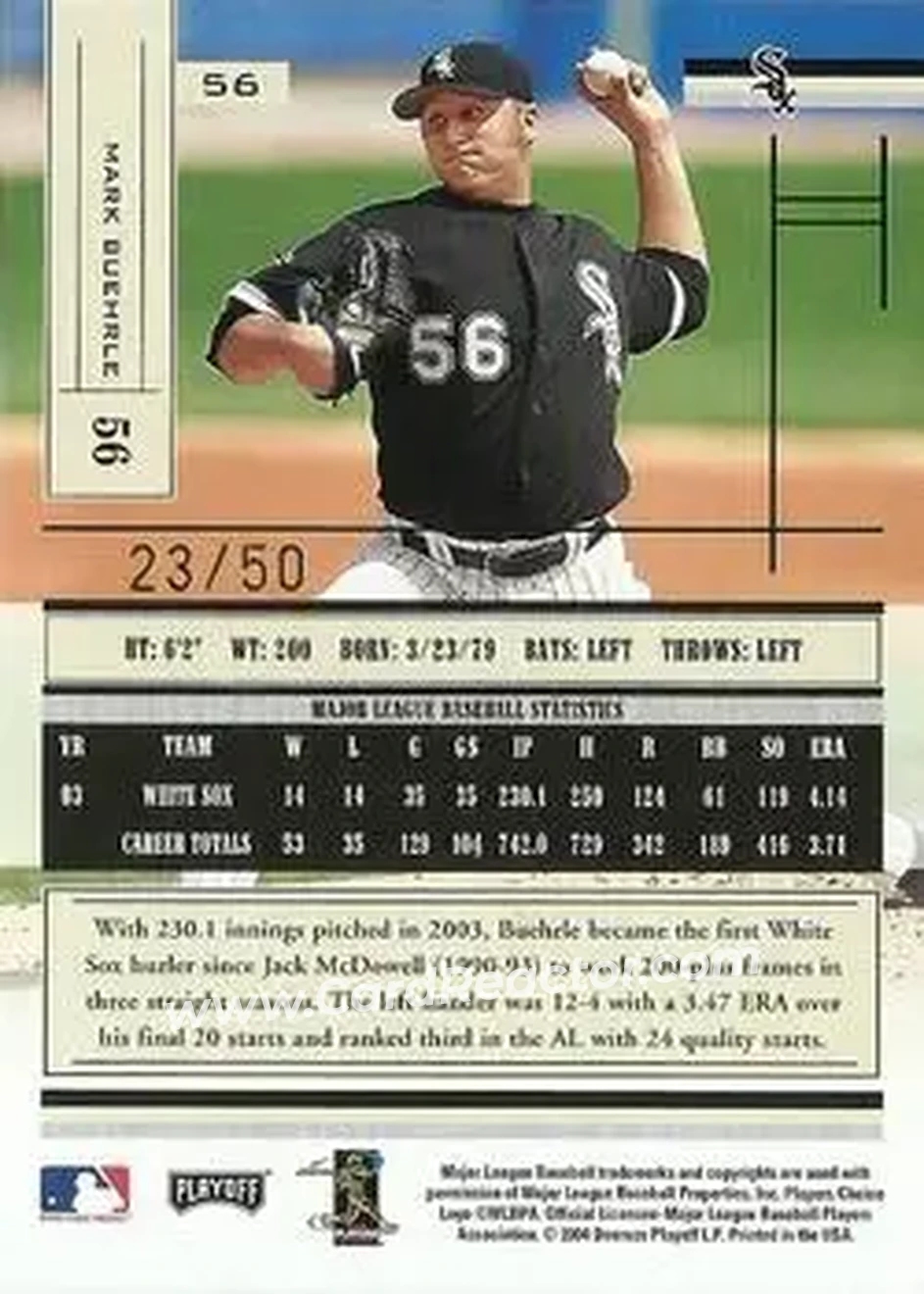 2004 Playoff Absolute Memorabilia - Spectrum Gold #56 - Mark Buehrle - Chicago White Sox - Back