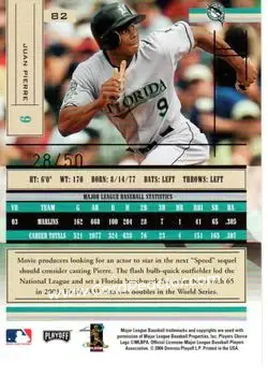 2004 Playoff Absolute Memorabilia - Spectrum Gold #82 - Juan Pierre - Florida Marlins - Back