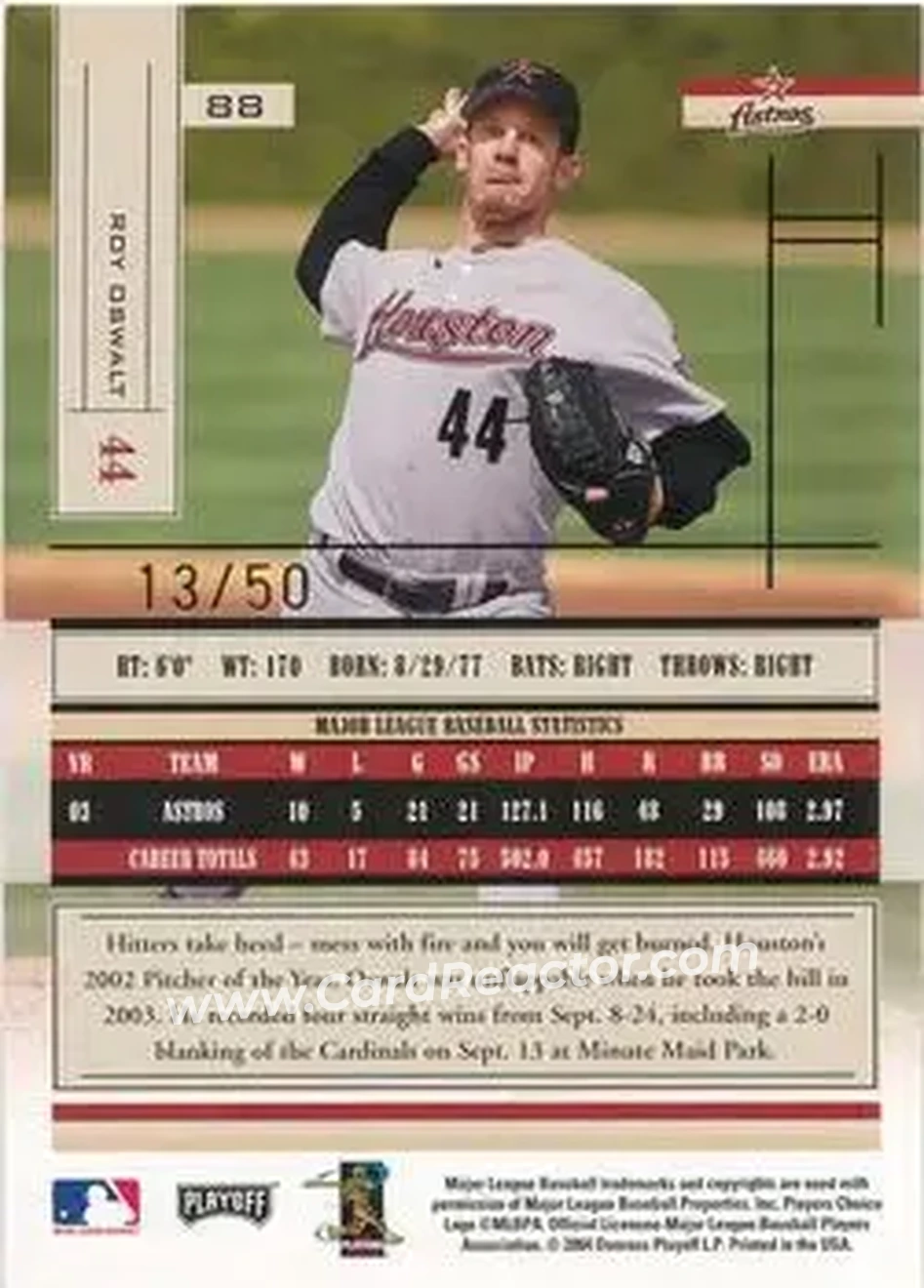 2004 Playoff Absolute Memorabilia - Spectrum Gold #88 - Roy Oswalt - Houston Astros - Back